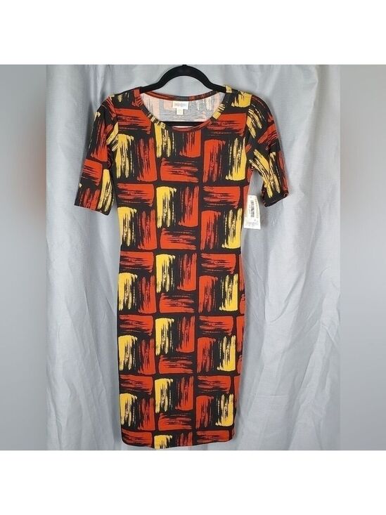 LuLaRoe Dresses & Skirts - NWT Lularoe Julia, orange and yellow brush stroke pattern, size XXS